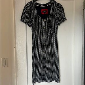 Anthropologie Black and White Polka Dot Midi Dress